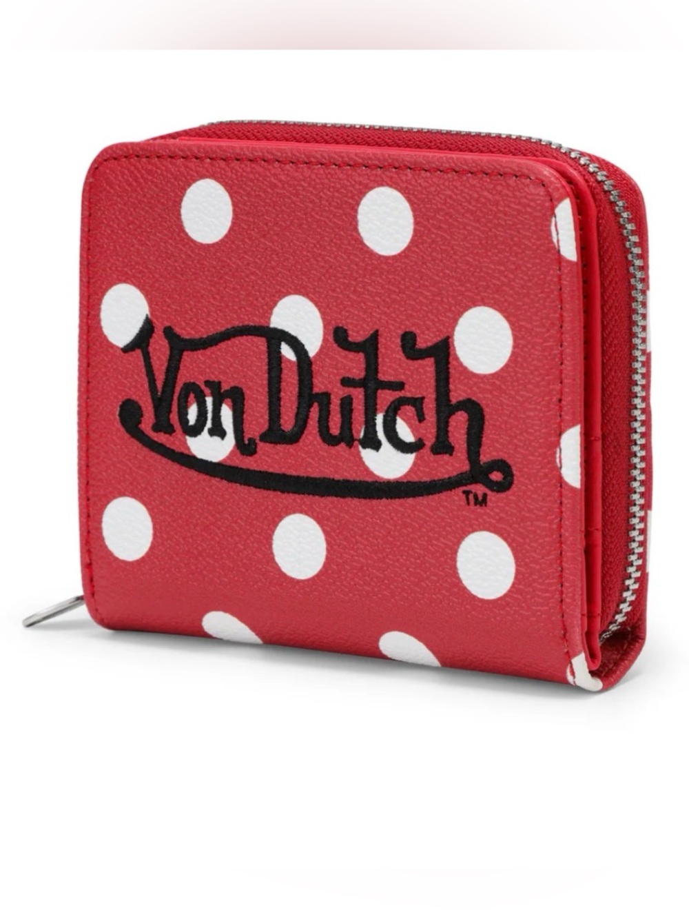 NWT Von Dutch Red Polka Dot Zip-Up Wallet - Picture 5 of 7